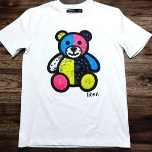 HUDSON OUTERWEAR Colorful teddy bear printed white t shirt Size large